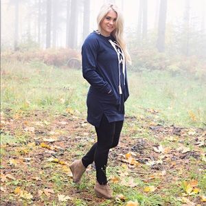 Long Navy lace up sweater